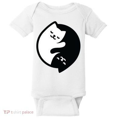 Cat Yin And Yang Cute Baby Bodysuit