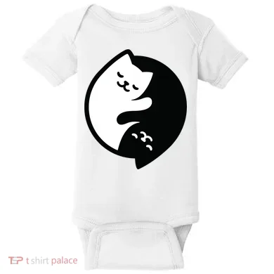 Cat Yin And Yang Cute Baby Bodysuit