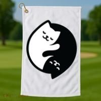 Cat Yin And Yang Cute Golf Towel thumb 1