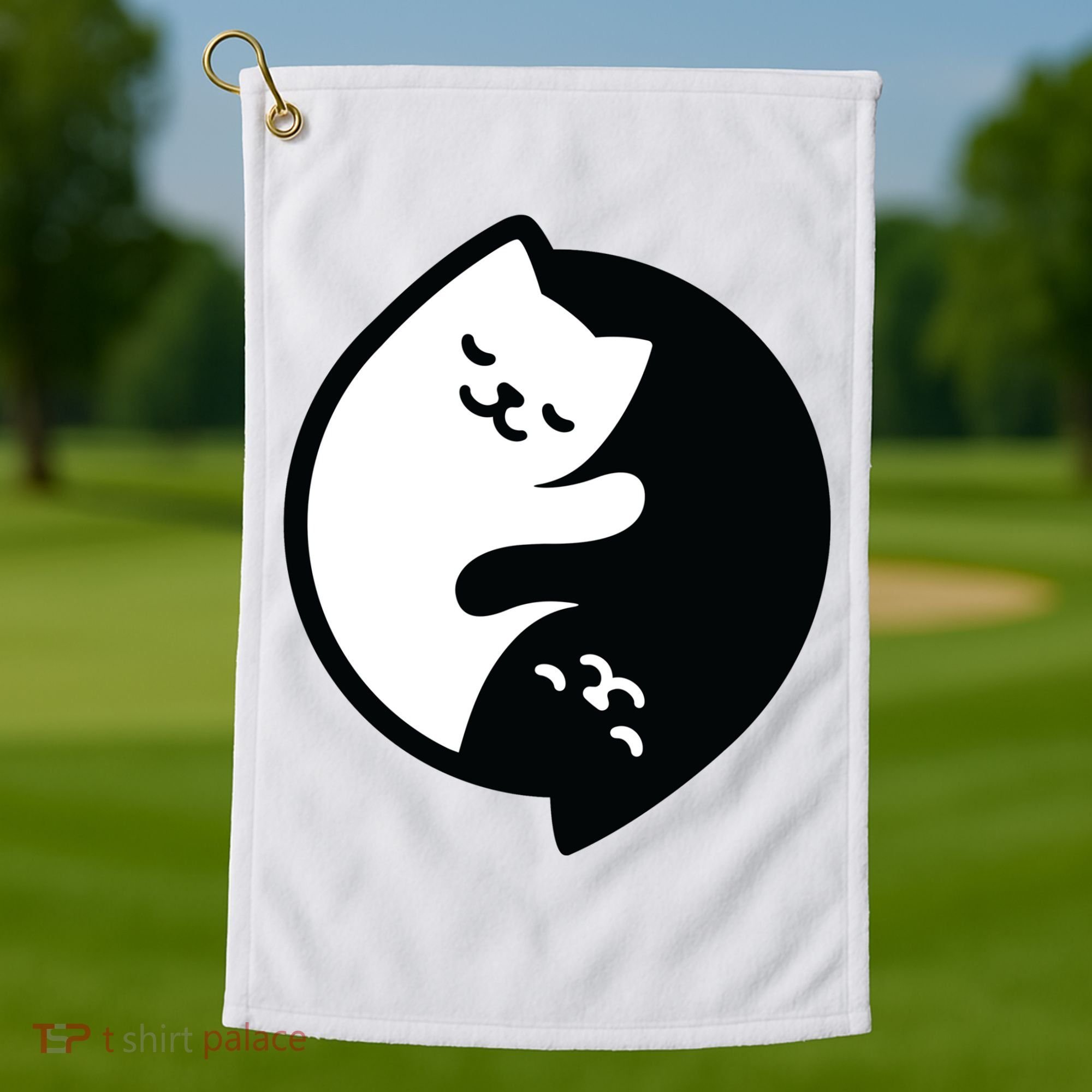 Cat Yin And Yang Cute Golf Towel