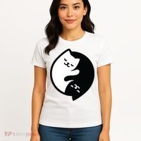 Cat Yin And Yang Cute Women's T-Shirt thumb 4