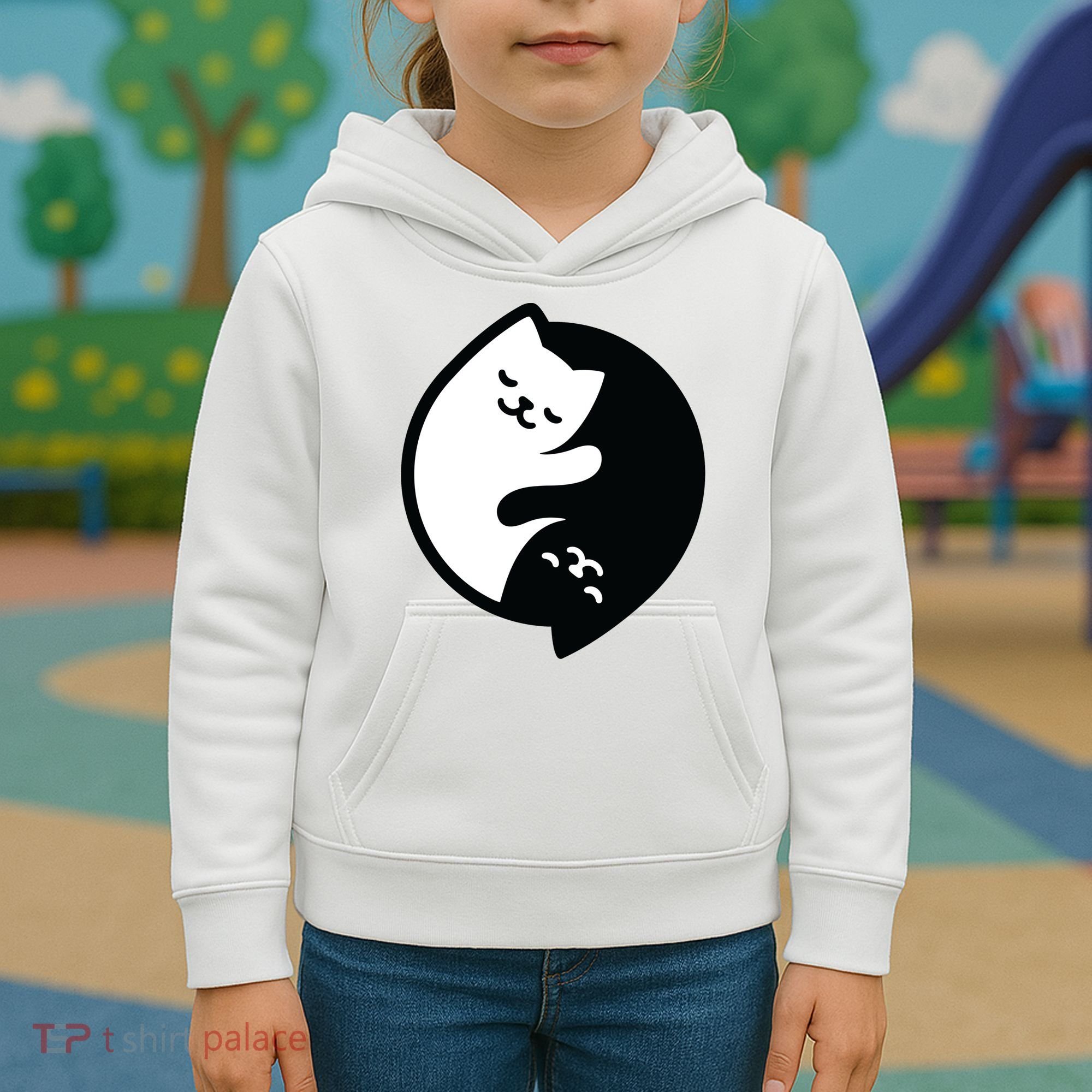 Cat Yin And Yang Cute Kids Hoodie