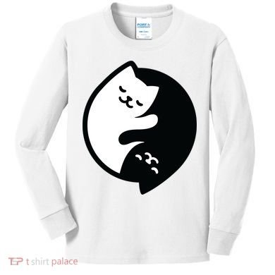 Cat Yin And Yang Cute Kids Long Sleeve Shirt