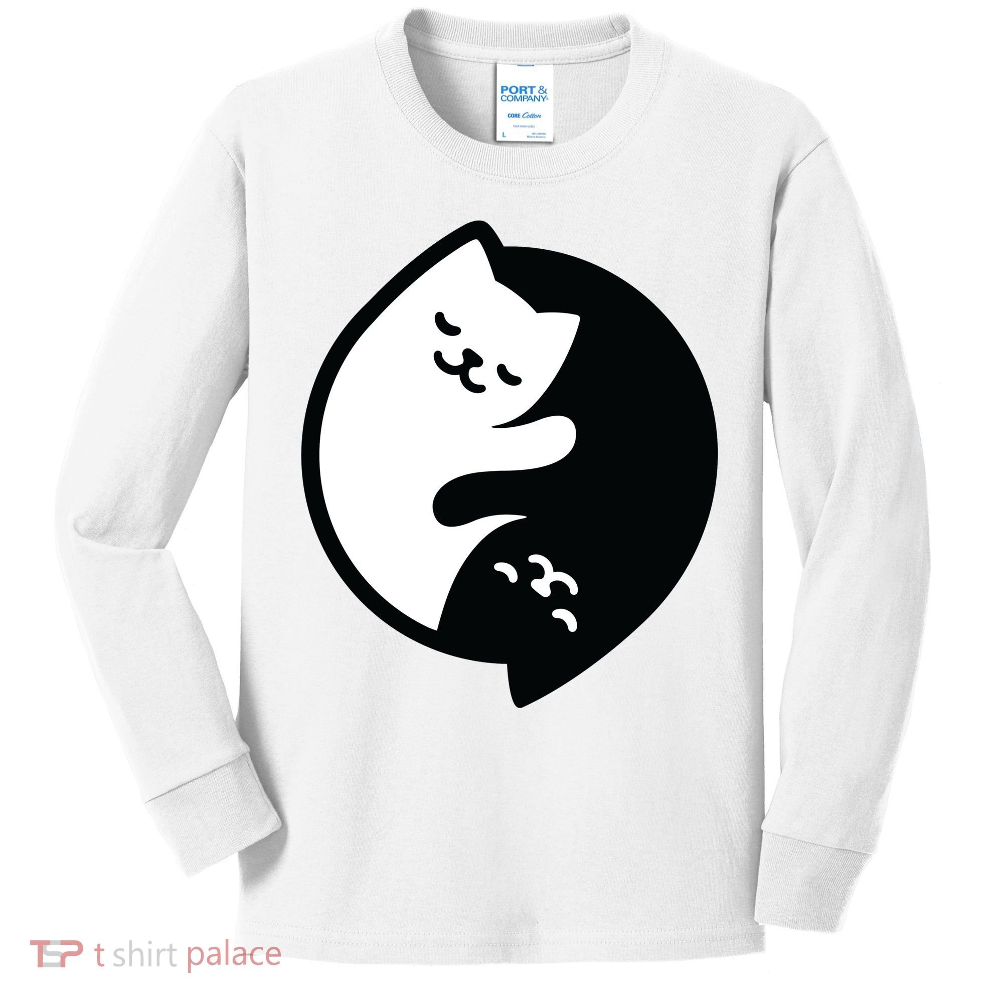 Cat Yin And Yang Cute Kids Long Sleeve Shirt