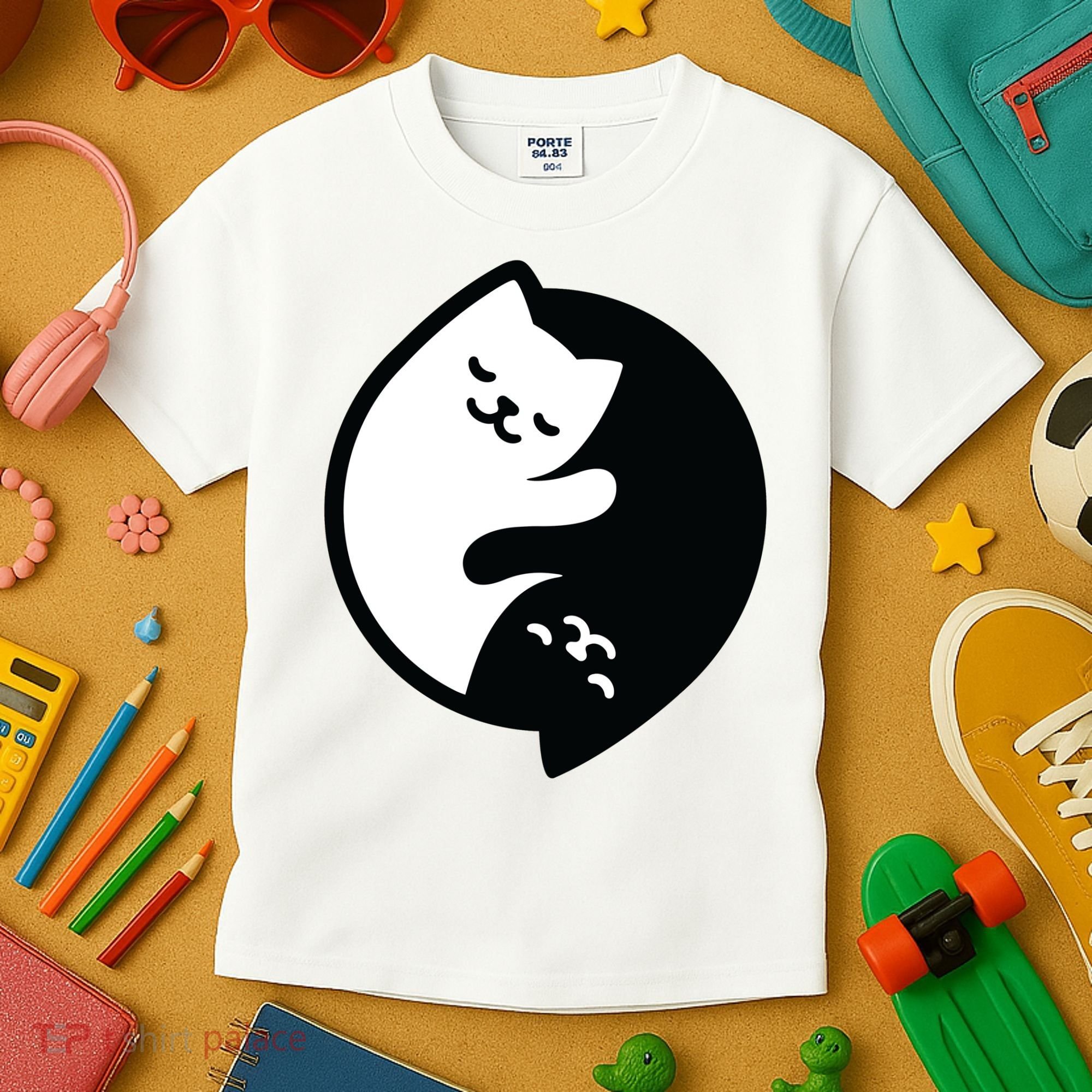 Cat Yin And Yang Cute Kids T-Shirt