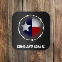 Come And Take It Texas Flag Barbed Wire Patriotic Usa Coaster thumb 0