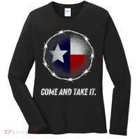 Come And Take It Texas Flag Barbed Wire Patriotic Usa Women's Long Sleeve Shirt thumb 0