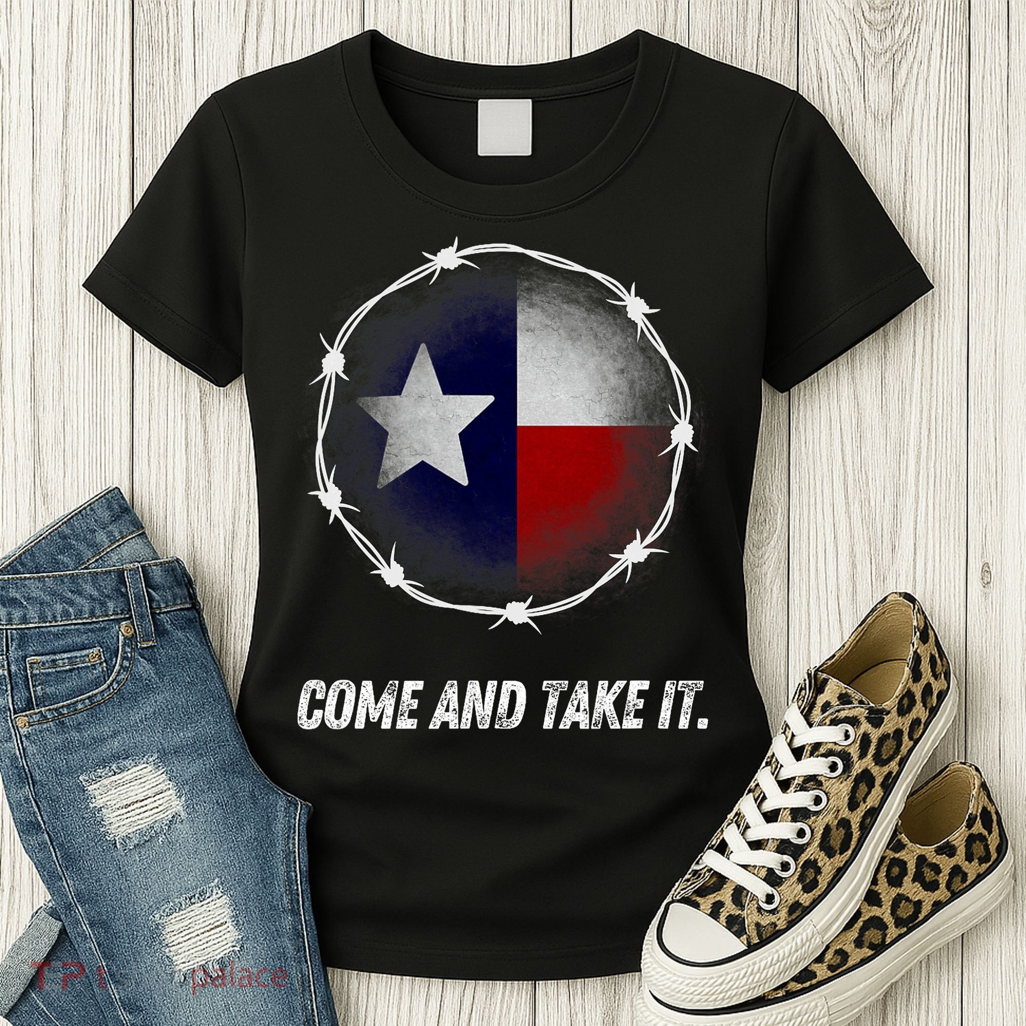 Come And Take It Texas Flag Barbed Wire Patriotic Usa Women's T-Shirt