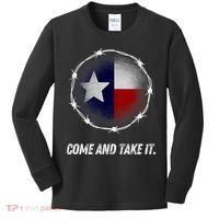 Come And Take It Texas Flag Barbed Wire Patriotic Usa Kids Long Sleeve Shirt thumb 0
