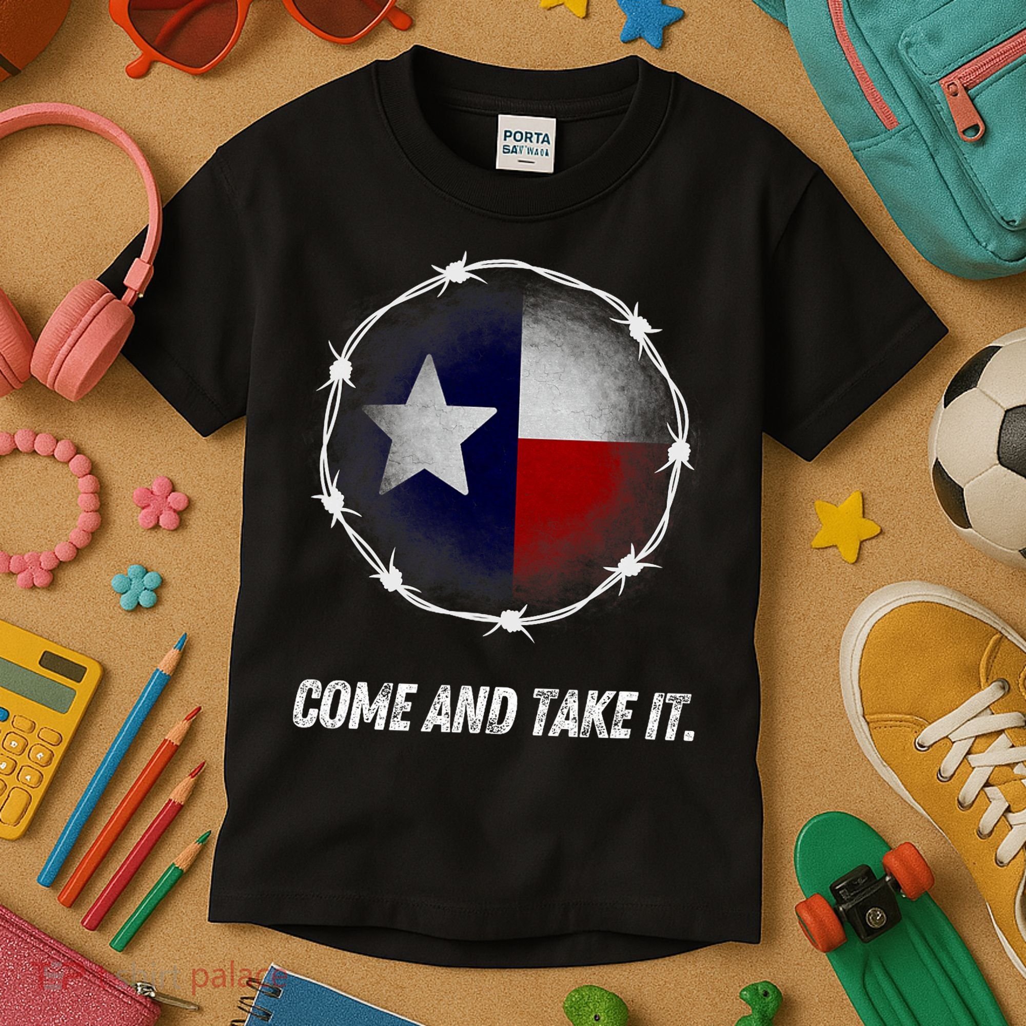 Come And Take It Texas Flag Barbed Wire Patriotic Usa Kids T-Shirt
