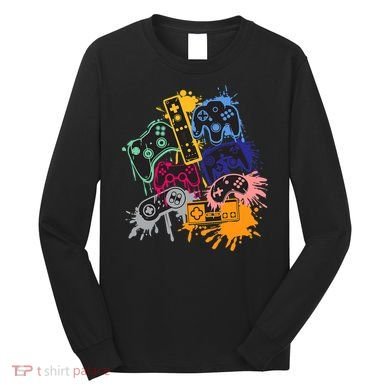 Control All The Things Video Games Controller Gamer Colorful Long Sleeve Shirt