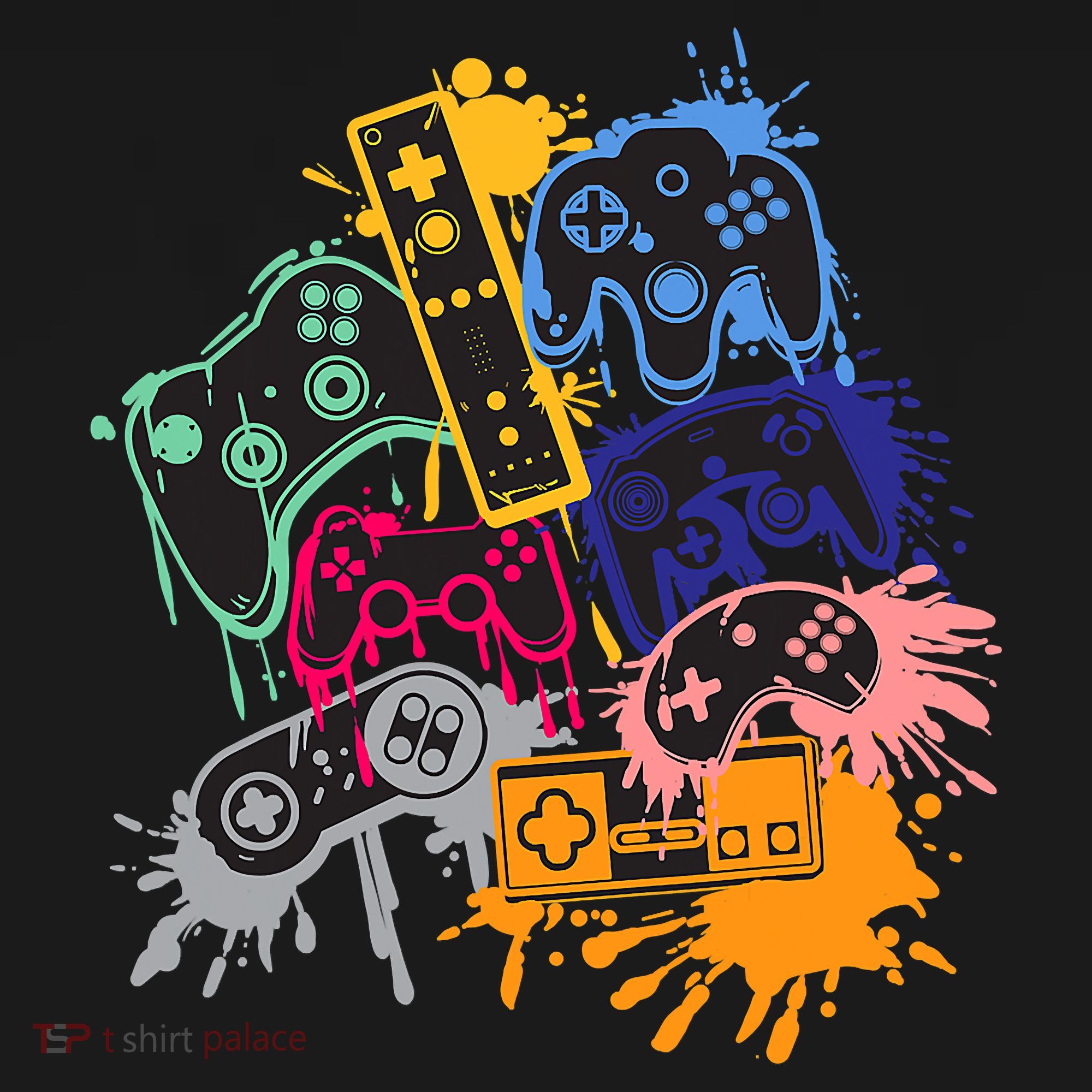 Control All The Things Video Games Controller Gamer Colorful T-Shirt