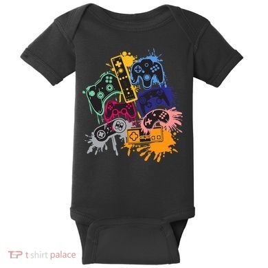 Control All The Things Video Games Controller Gamer Colorful Baby Bodysuit