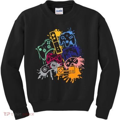 Control All The Things Video Games Controller Gamer Colorful Kids Sweatshirt
