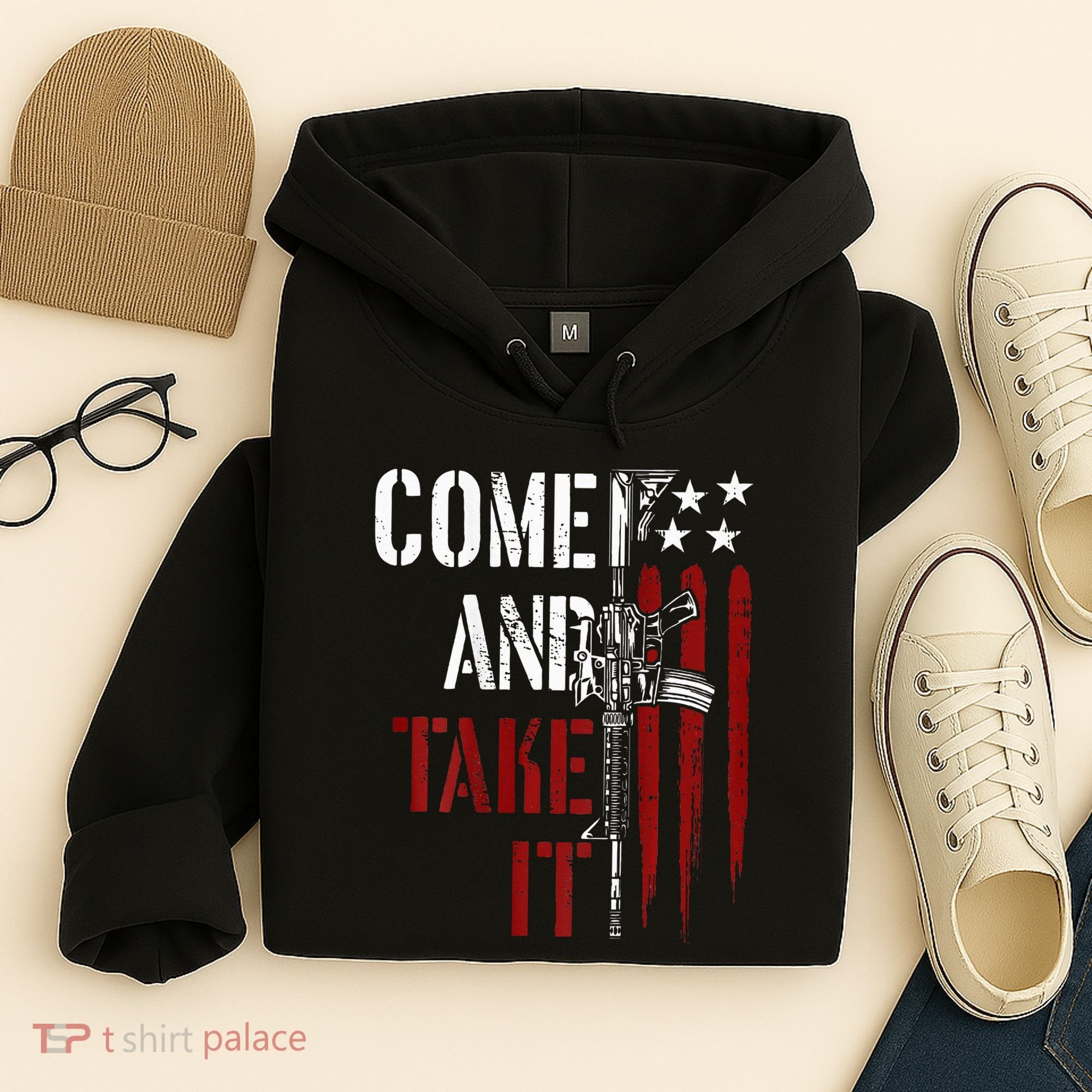 Come And Take It Gun Rights Ar 15 American Flag Hoodie