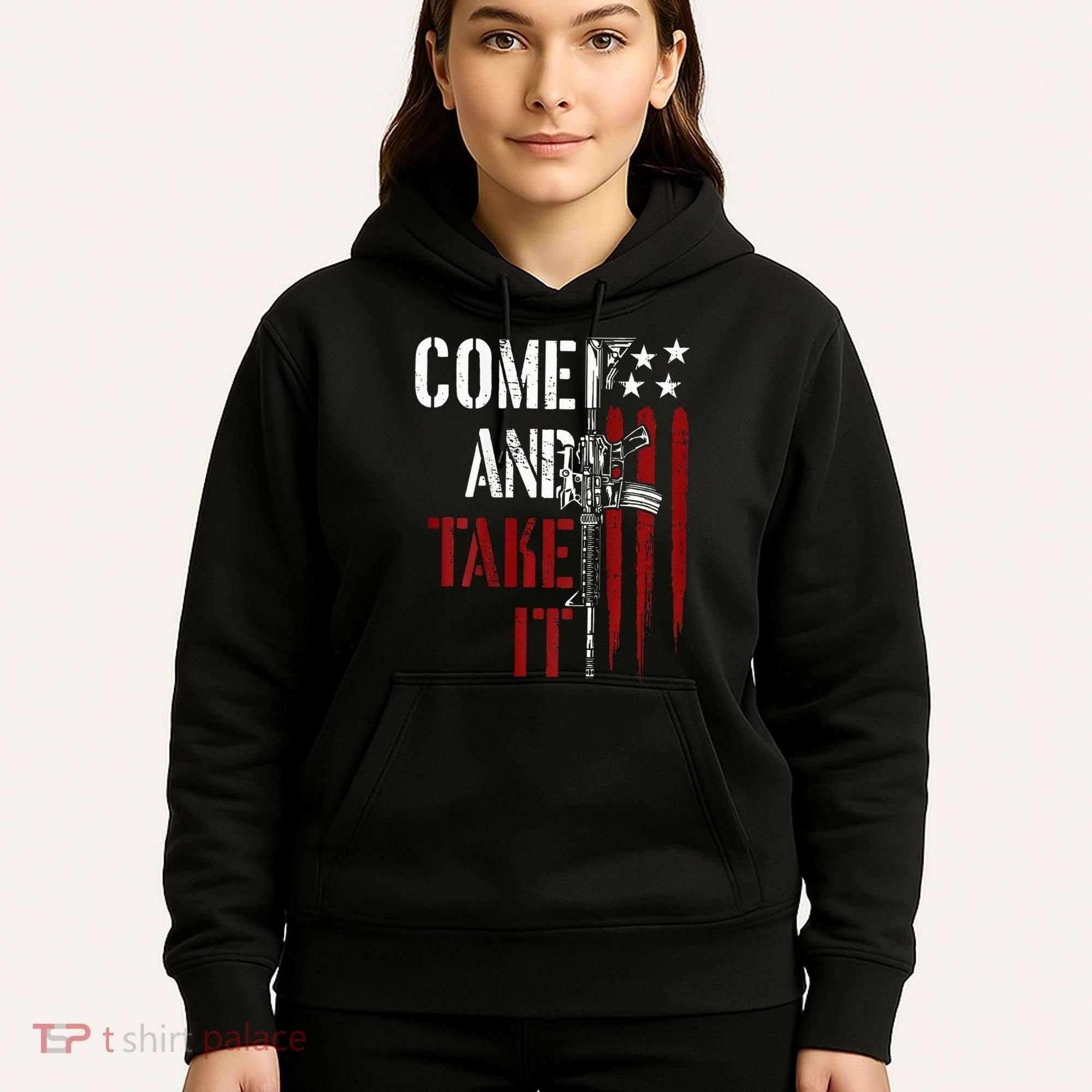 Come And Take It Gun Rights Ar 15 American Flag Hoodie