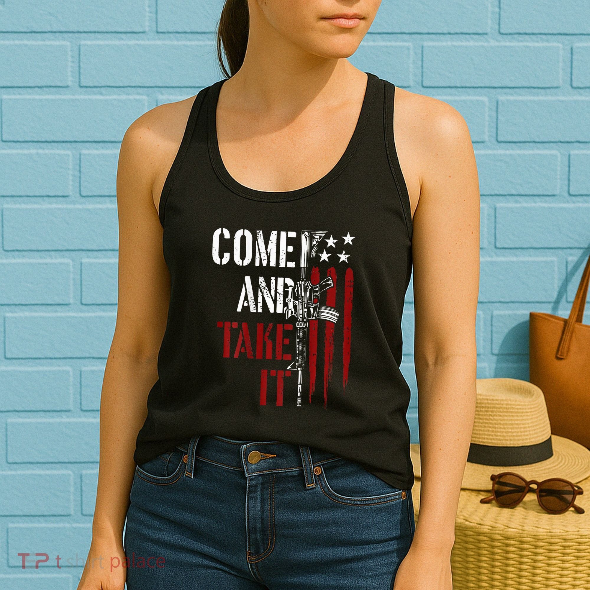 Come And Take It Gun Rights Ar 15 American Flag Women's Tank Top