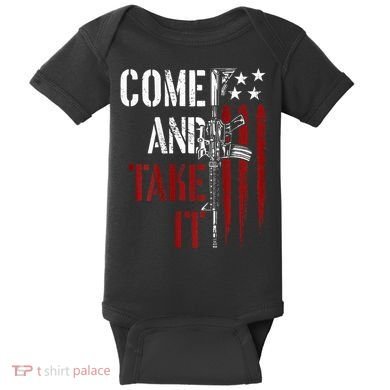 Come And Take It Gun Rights Ar 15 American Flag Baby Bodysuit