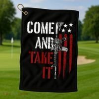 Come And Take It Gun Rights Ar 15 American Flag Golf Towel thumb 1