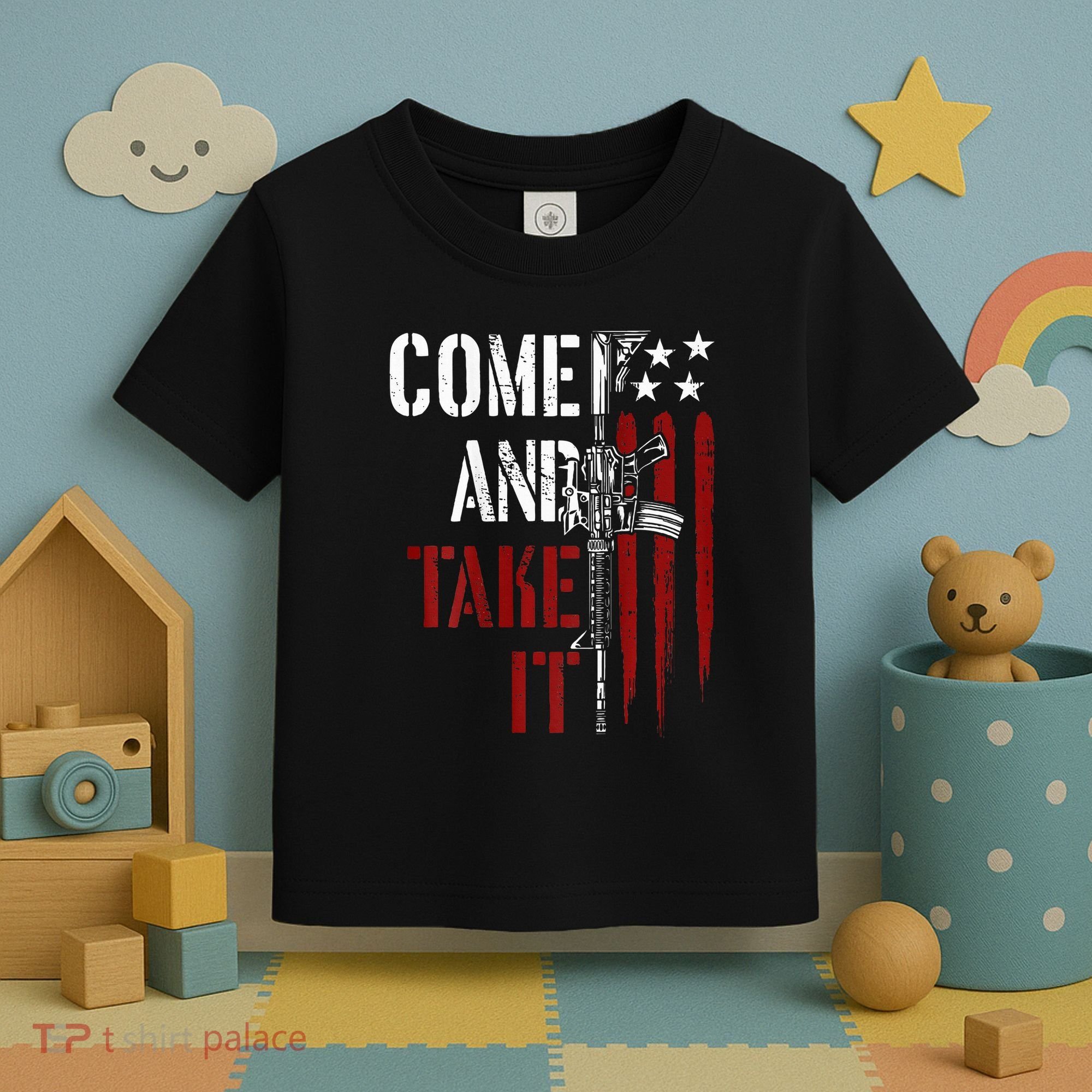 Come And Take It Gun Rights Ar 15 American Flag Toddler T-Shirt