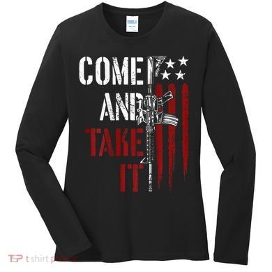Come And Take It Gun Rights Ar 15 American Flag Women's Long Sleeve Shirt