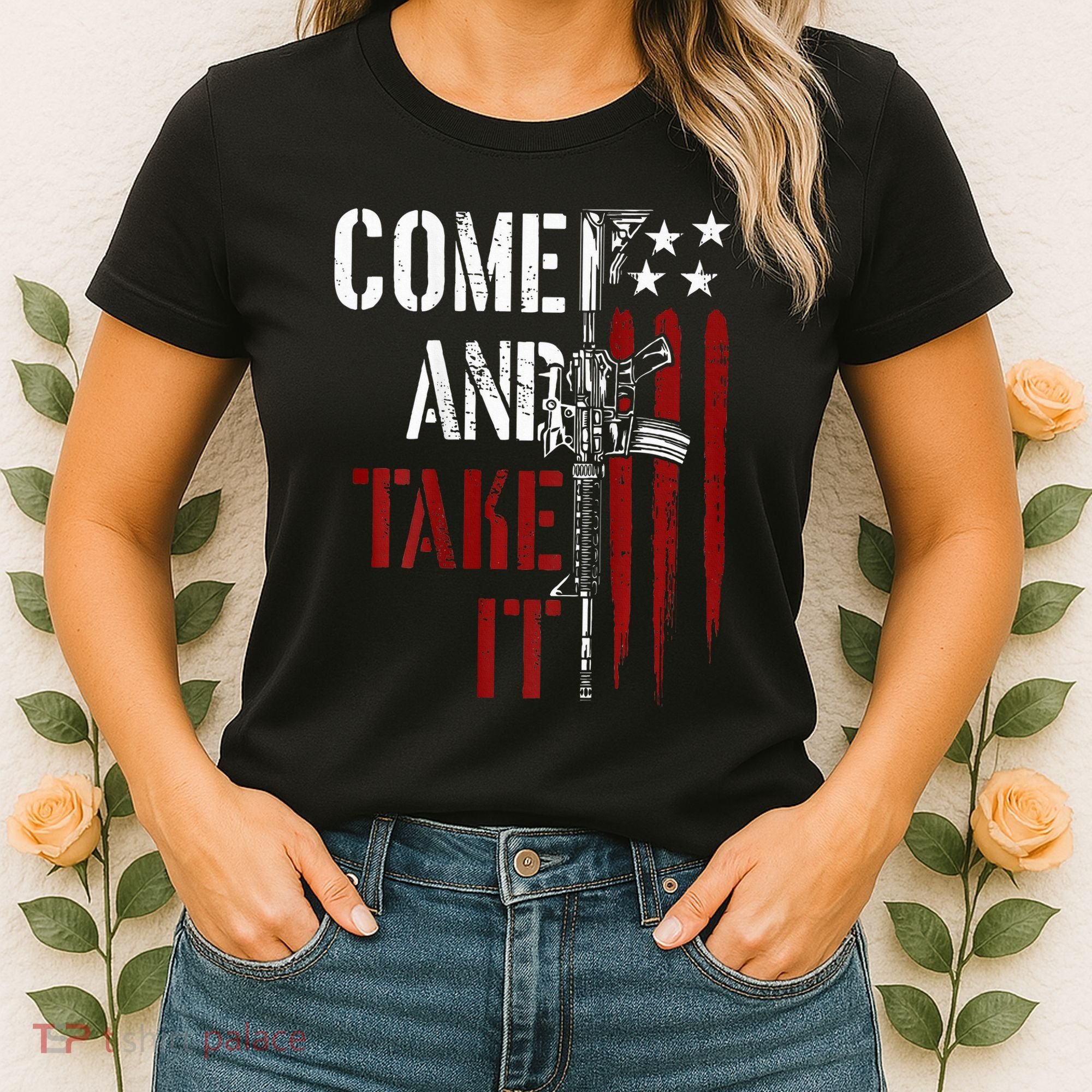 Come And Take It Gun Rights Ar 15 American Flag Women's T-Shirt