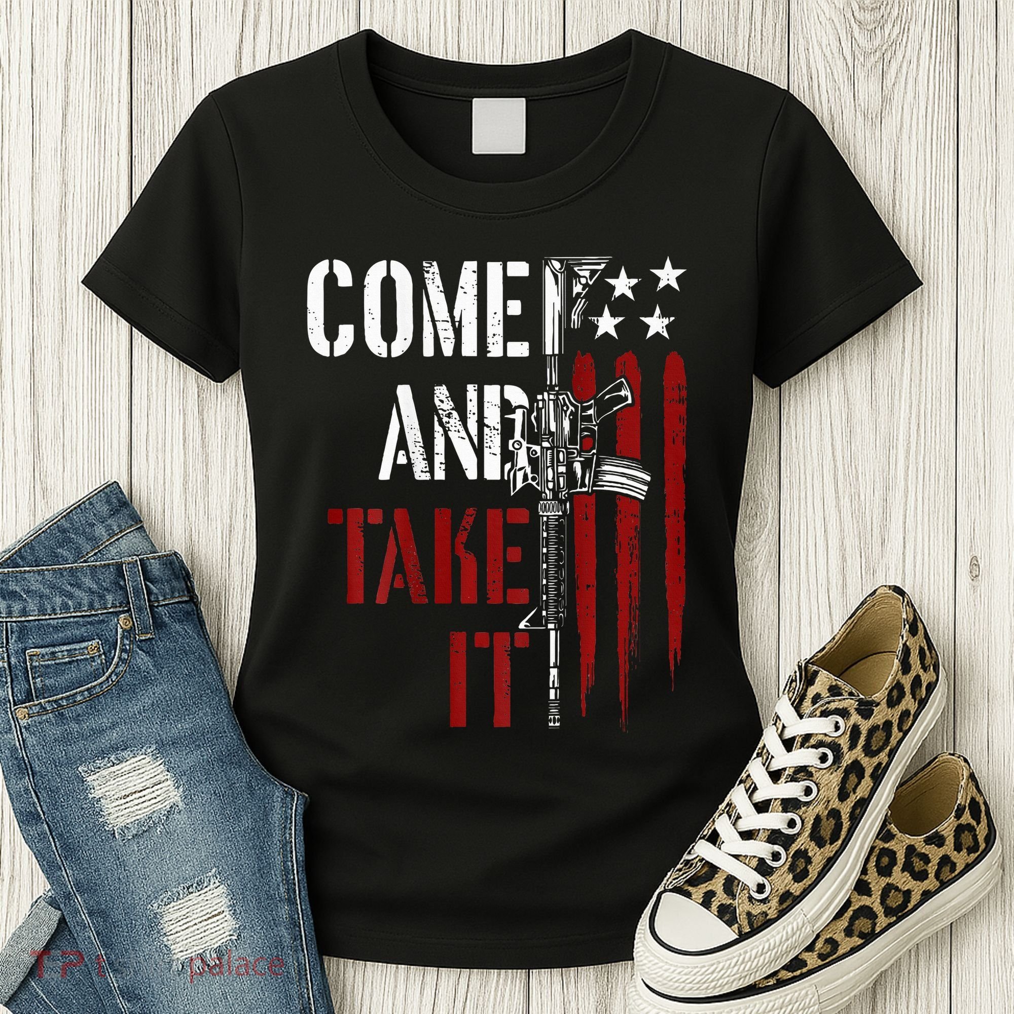 Come And Take It Gun Rights Ar 15 American Flag Women's T-Shirt