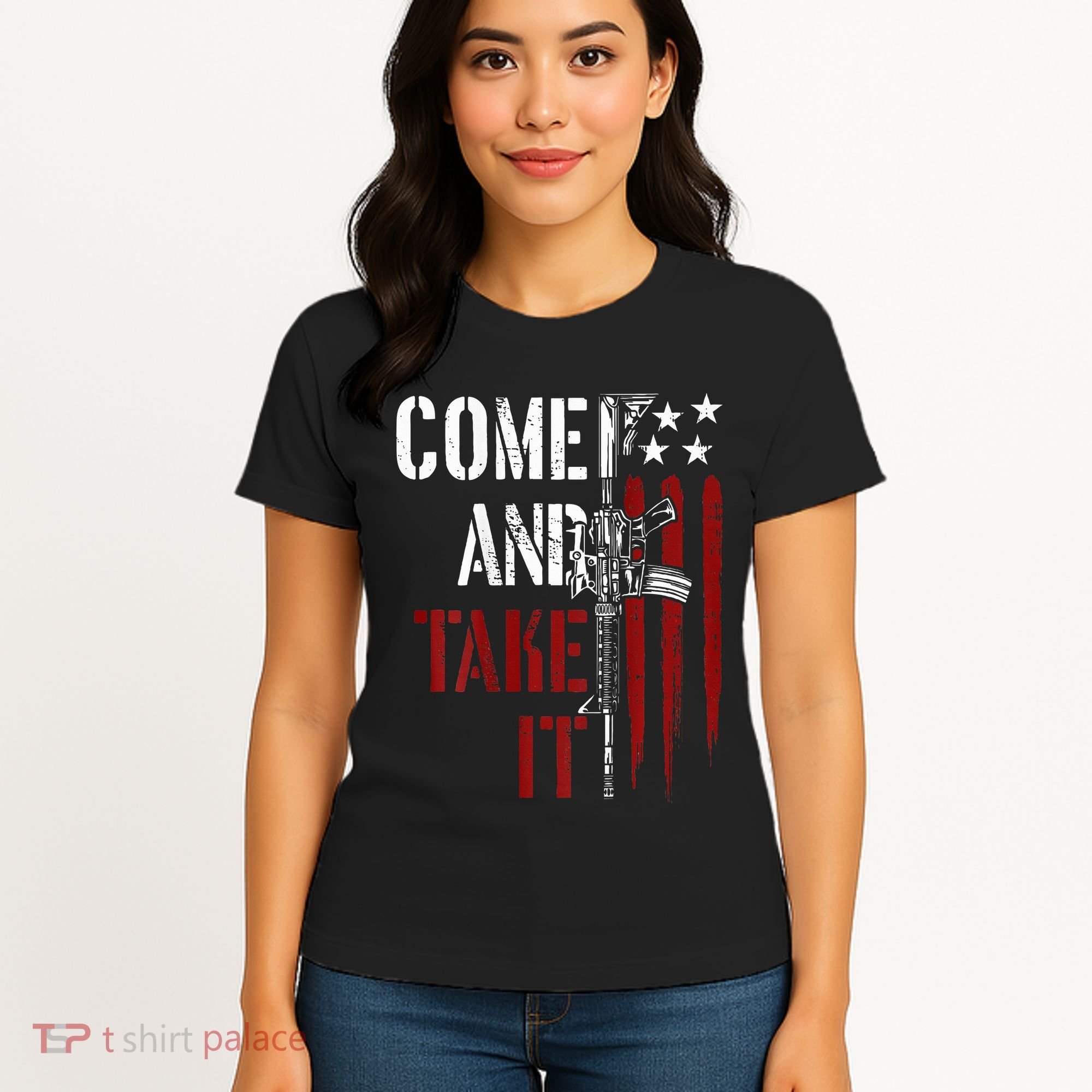 Come And Take It Gun Rights Ar 15 American Flag Women's T-Shirt