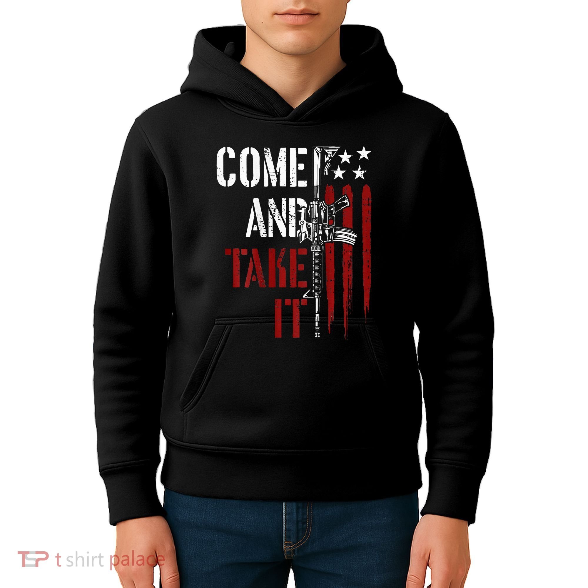 Come And Take It Gun Rights Ar 15 American Flag Kids Hoodie