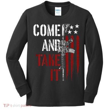 Come And Take It Gun Rights Ar 15 American Flag Kids Long Sleeve Shirt