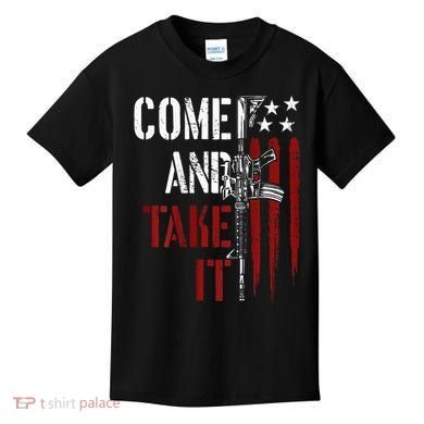 Come And Take It Gun Rights Ar 15 American Flag Kids T-Shirt