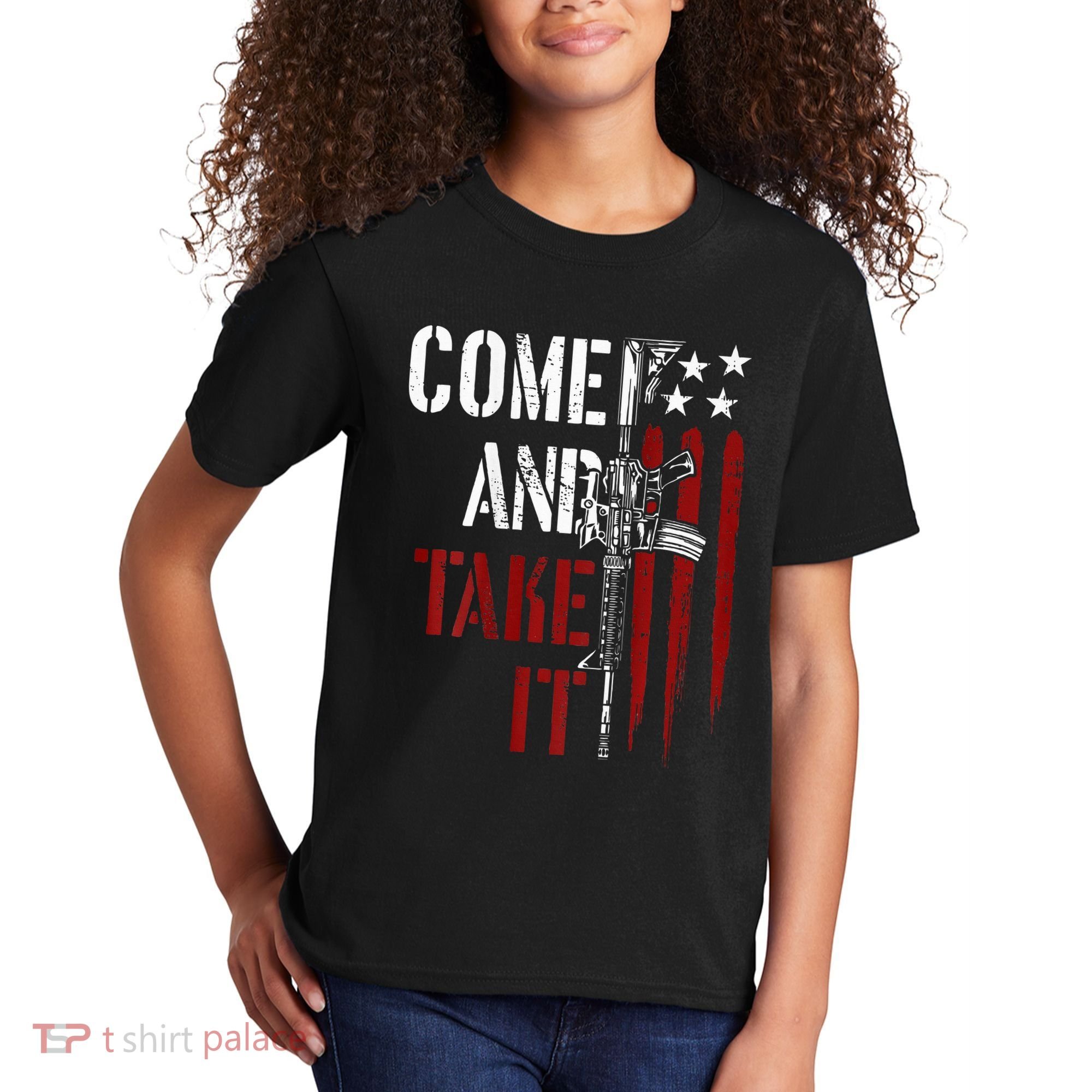 Come And Take It Gun Rights Ar 15 American Flag Kids T-Shirt