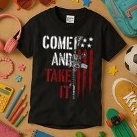 Come And Take It Gun Rights Ar 15 American Flag Kids T-Shirt thumb 3