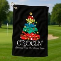 Crocin Around The Christmas Tree Funny Xmas Christmas Pajama Golf Towel thumb 1