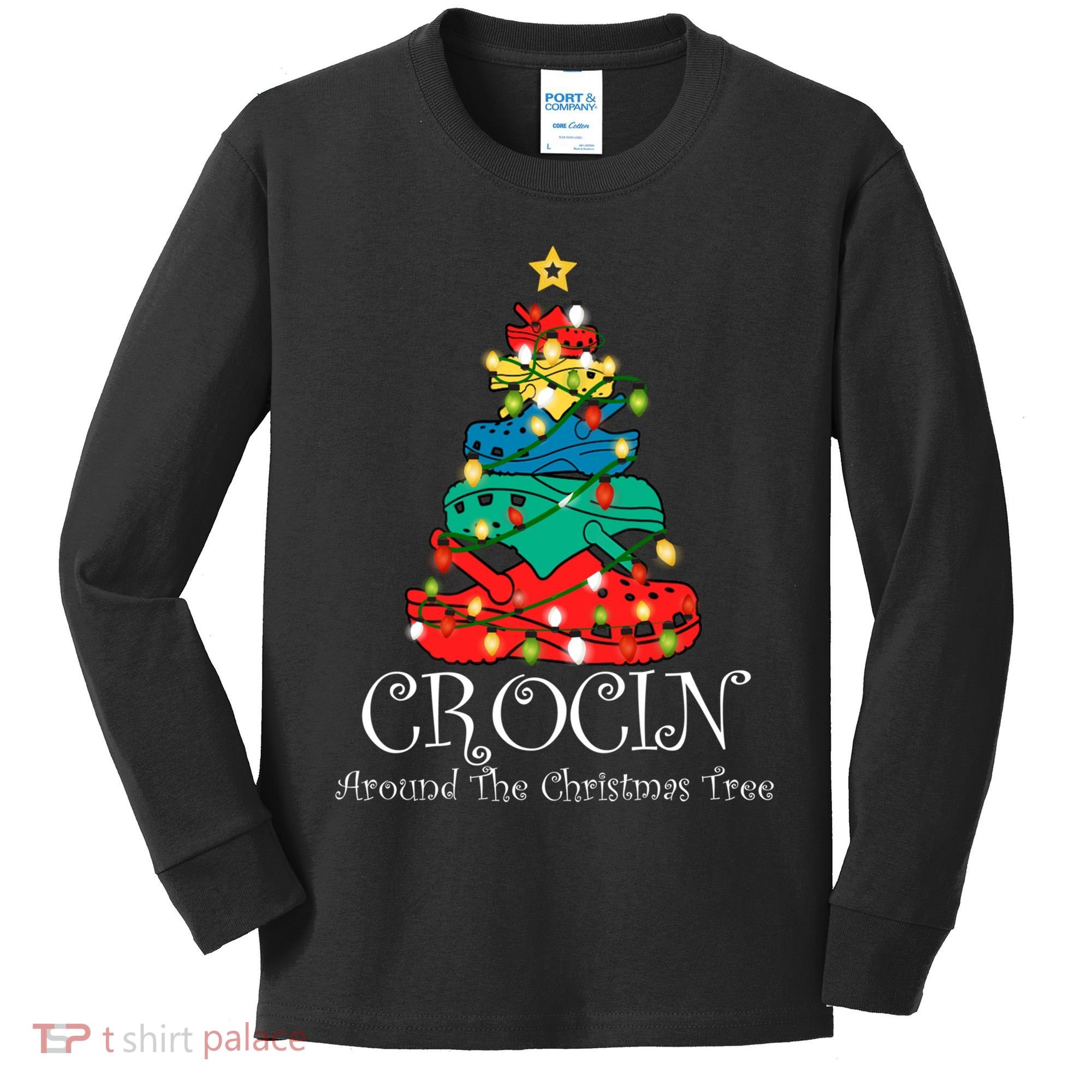 Crocin Around The Christmas Tree Funny Xmas Christmas Pajama Kids Long Sleeve Shirt