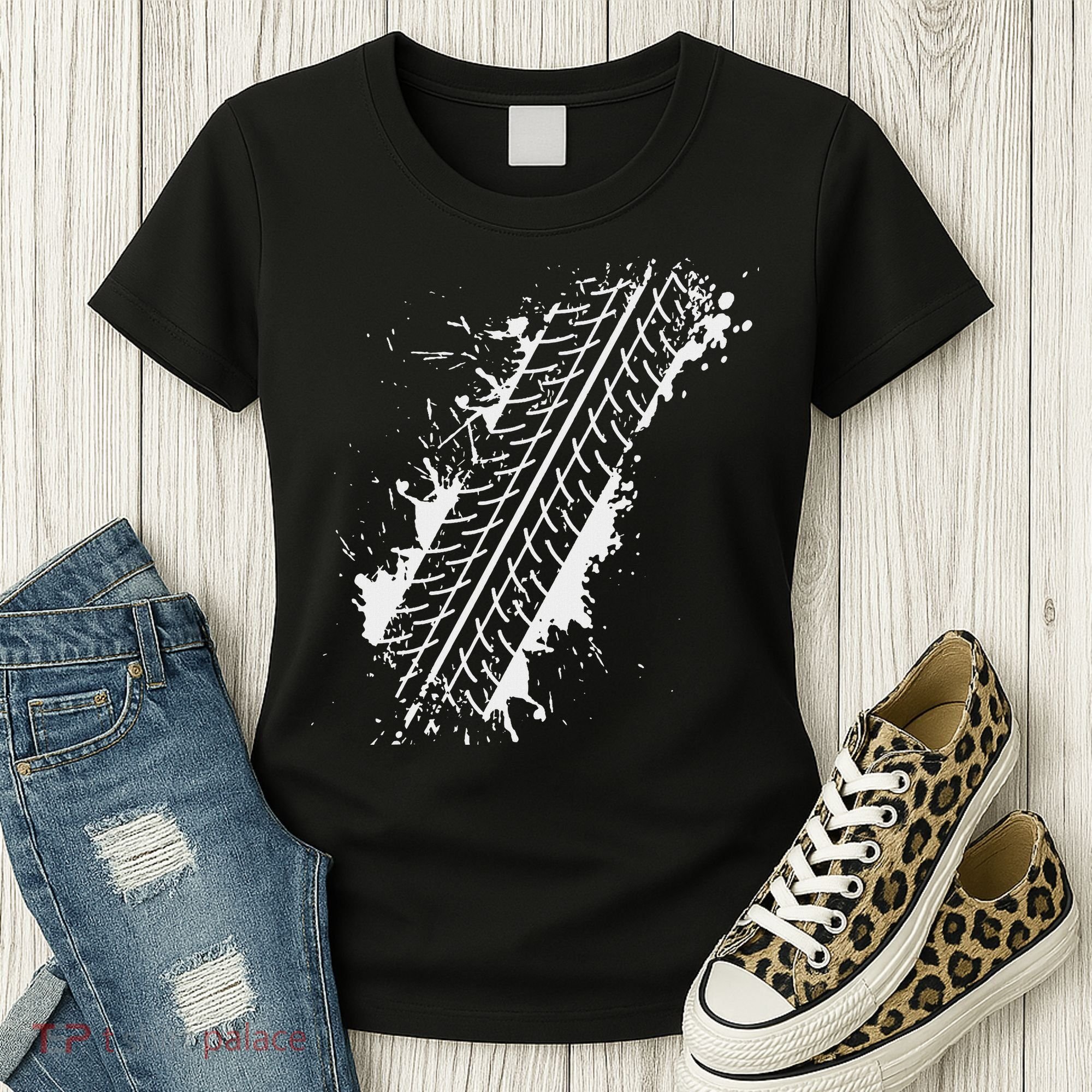 Car Automobile Tire Track Funny Halloween Costume Outfit Women's T-Shirt