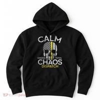 Calm Among Total Chaos 911 Dispatcher Us Flag Hoodie thumb 0