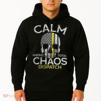 Calm Among Total Chaos 911 Dispatcher Us Flag Hoodie thumb 2