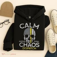 Calm Among Total Chaos 911 Dispatcher Us Flag Hoodie thumb 4