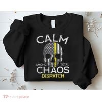 Calm Among Total Chaos 911 Dispatcher Us Flag Sweatshirt thumb 2