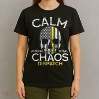 Calm Among Total Chaos 911 Dispatcher Us Flag T-Shirt thumb 4