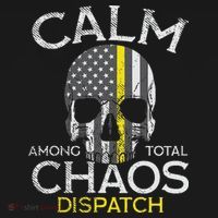 Calm Among Total Chaos 911 Dispatcher Us Flag T-Shirt thumb 7