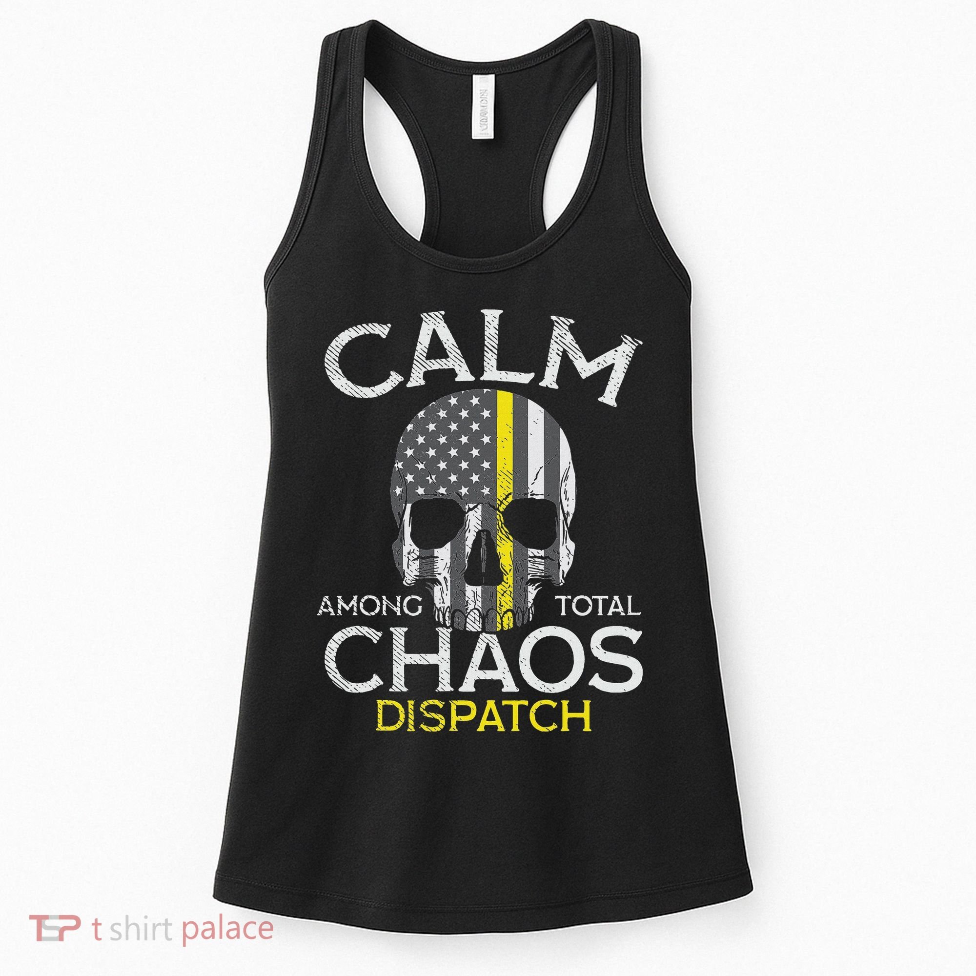 Calm Among Total Chaos 911 Dispatcher Us Flag Women's Tank Top