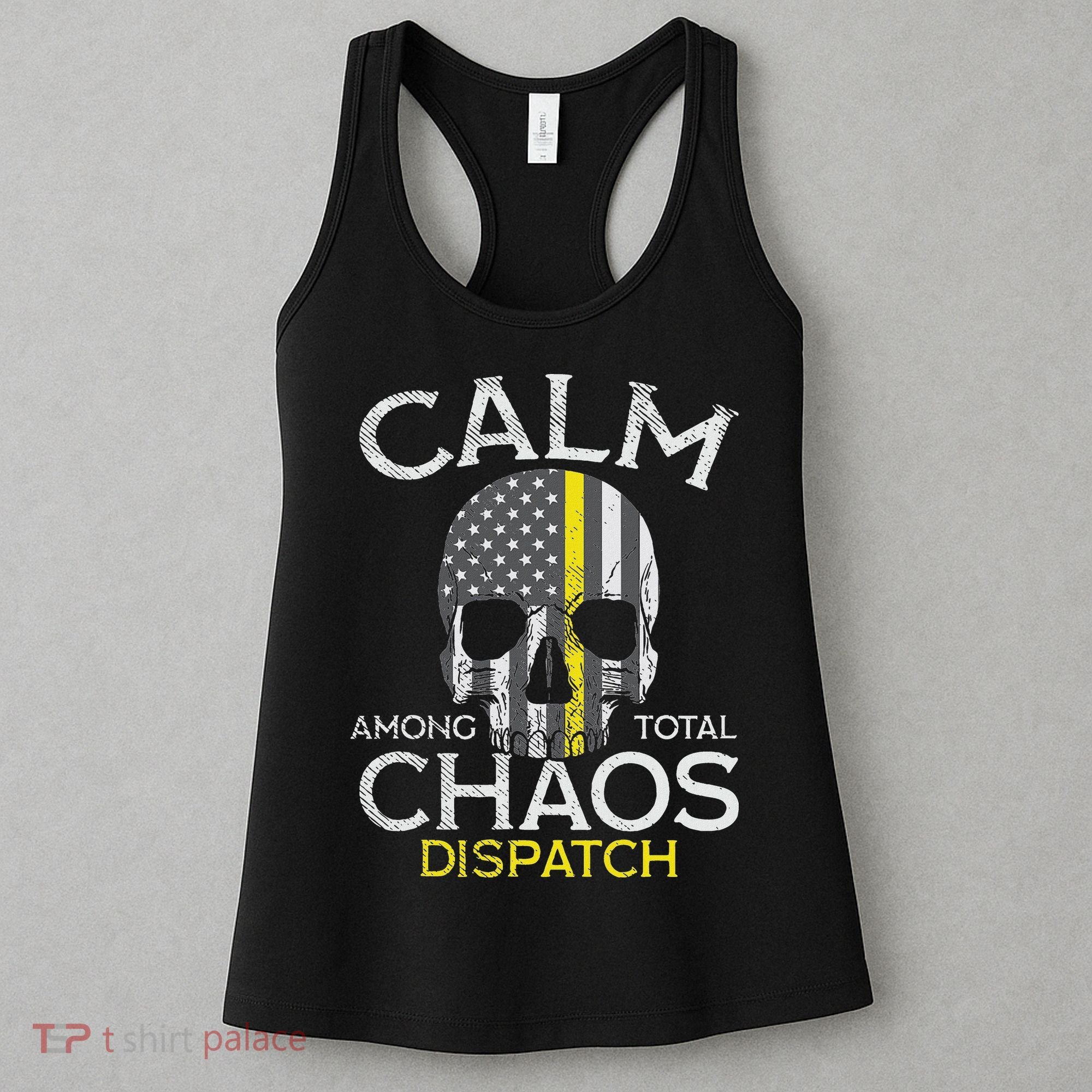 Calm Among Total Chaos 911 Dispatcher Us Flag Women's Tank Top