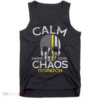 Calm Among Total Chaos 911 Dispatcher Us Flag Tank Top thumb 0