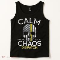 Calm Among Total Chaos 911 Dispatcher Us Flag Tank Top thumb 2
