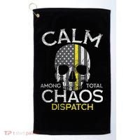 Calm Among Total Chaos 911 Dispatcher Us Flag Golf Towel thumb 0