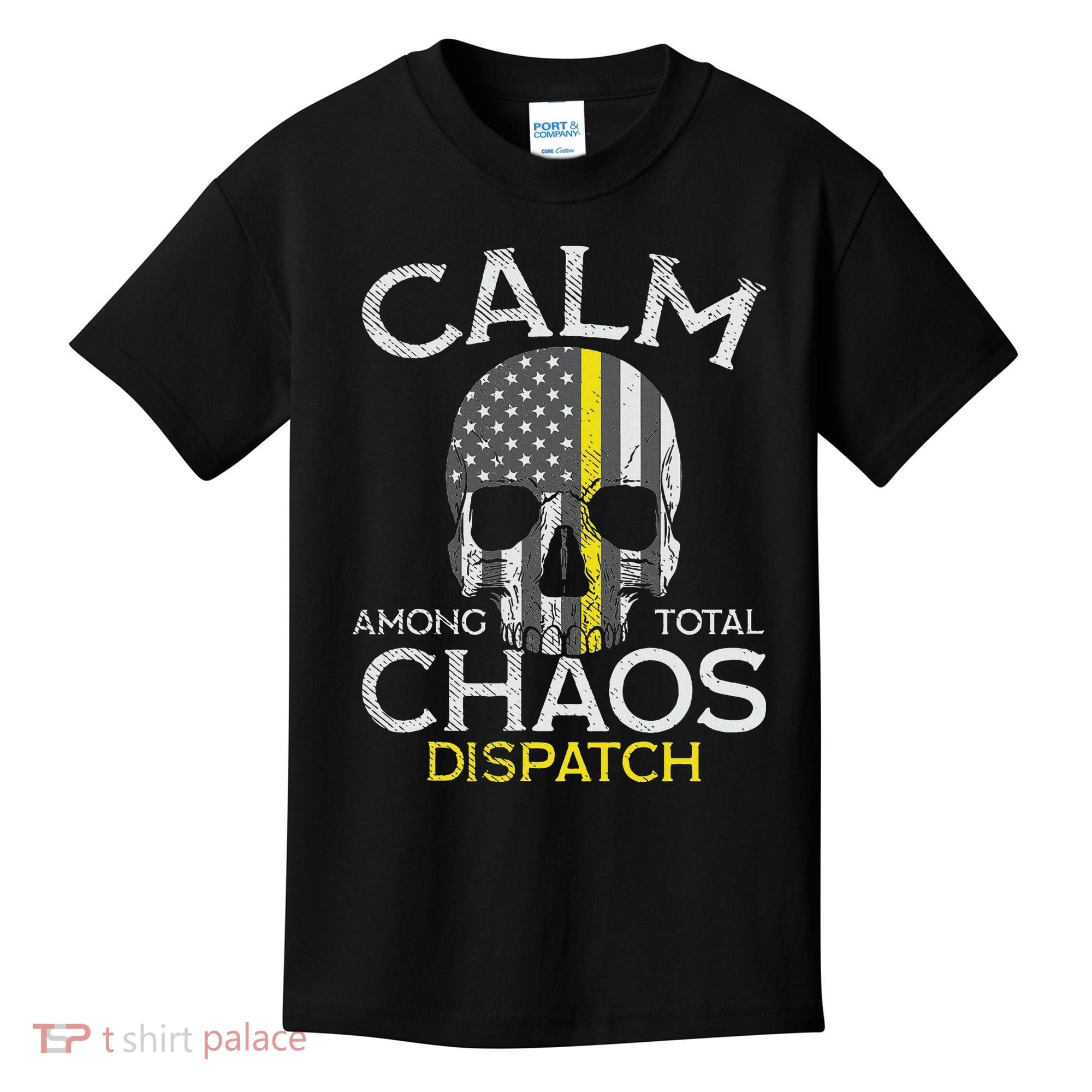 Calm Among Total Chaos 911 Dispatcher Us Flag Kids T-Shirt