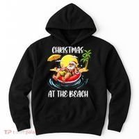 Christmas At The Beach Santa Summer Vacation Beach In July Hoodie thumb 0