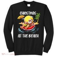 Christmas At The Beach Santa Summer Vacation Beach In July Sweatshirt thumb 0